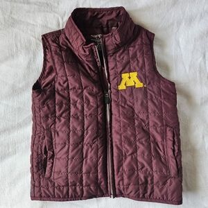 MN Minnesota Golden Gophers size 3T Maroon Quilted Kids Zipper Vest